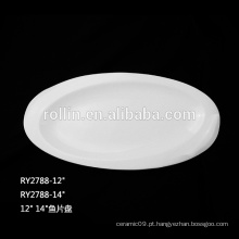 Cerâmica placa oval, placa de peixe de porcelana, placa de jantar oval para restaurante, hotel